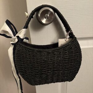 Elegant Black Woven Handbag